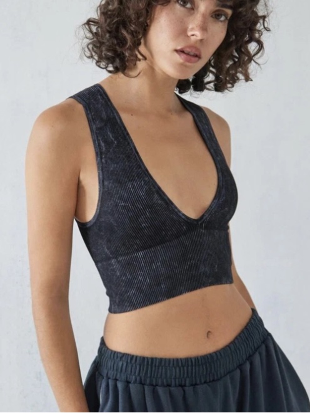 BDG Black Ribbed Cropped Tank